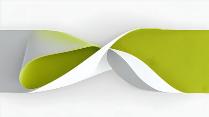 Wall Mural - Abstract green and gray ribbons intertwining on white background; design element for websites or presentations.