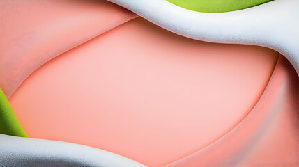 Wall Mural - Abstract pastel pink, green, and white fabric waves frame, copy space, product background, website banner design.