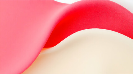 Wall Mural - Abstract red and cream wave curves; flowing fabric texture background; design element for website or print.