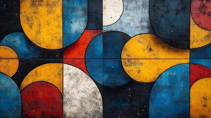 Wall Mural - Abstract Geometric Art Featuring Bold Colors and Shapes