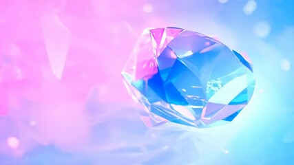 Poster - Abstract holographic crystal shapes in motion on iridiscent violet background