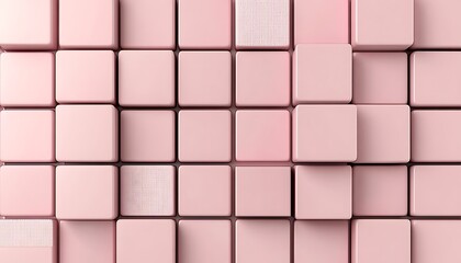 Wall Mural - Pink 3D cube wall, geometric design, repeating pattern.