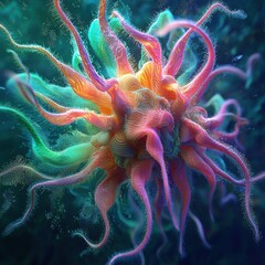 Poster - Ethereal fireworks celebration underwater digital artwork colorful environment close-up fantasy concept