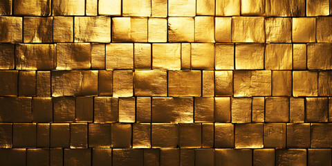 Poster - Abstract gold brick wall texture background