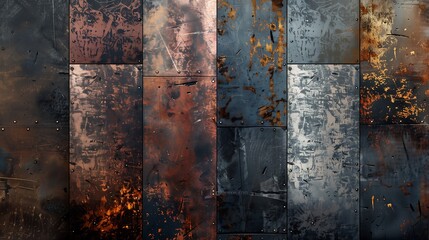 Poster - abstract background in dark and rustic metallic tones 