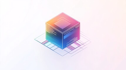 Fototapete - A vibrant, abstract representation of a cube with colorful lines, symbolizing technology and innovation.