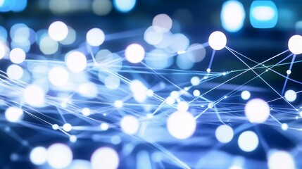 Aufkleber - Visual Representation of Interconnected Nodes and Pathways in a Digital Network Illustrating Modern Technology and Innovation