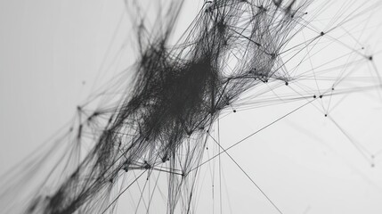 Aufkleber - Intricate black network web design on a soft gray background. Ideal for technology, science, or connectivity-themed visuals and presentations.