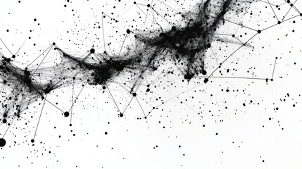 Aufkleber - Abstract black connected lines and dots on white background. Visual representation of data network connections or digital communication. Great for tech presentations or website backgrounds.