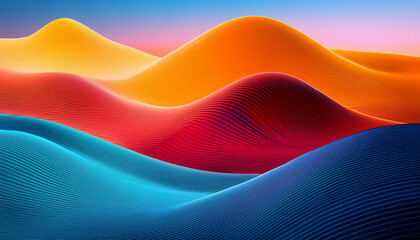 Wall Mural - minimalist colorful landscape background with wavy line