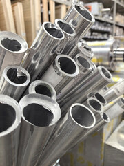 Poster - Metal tubes displayed in a factory for construction materials