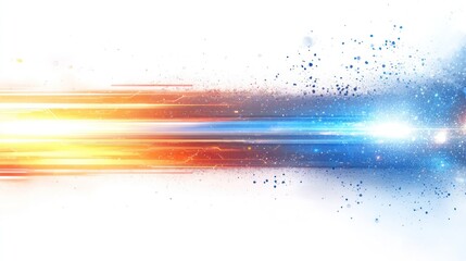 Aufkleber - Abstract background with orange and blue colliding light beams perfect for technology or gaming designs. Futuristic high-speed movement with a bright splash.