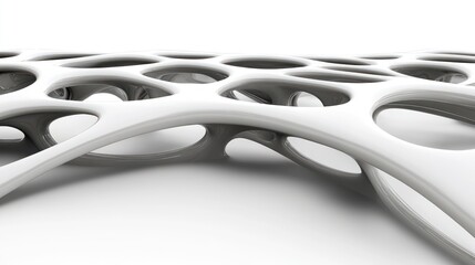 Aufkleber - Abstract white porous structure with holes. Futuristic design or modern architecture element. 3D rendering.