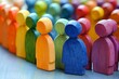 © jambulart - Colorful wooden figures stand in a row.