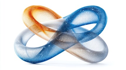 Aufkleber - Abstract intertwined blue and orange torus shape. Suggests concepts of connection, flow, infinity. Perfect for tech company logos or abstract backgrounds.