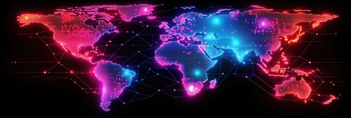 Poster - Glowing world map with digital connections. (1)