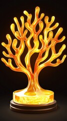 Poster - Golden aquatic icon coral sculpture art gallery hyperrealistic design elegant environment artistic perspective oceanic concept