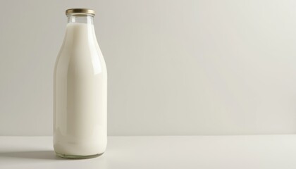 Aufkleber - A milk bottle mockup, placed on a neutral background, no people, sharp photorealistic details and subtle shadows with copy space
