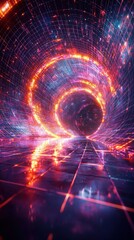 Poster - Tech-enhanced galaxy scene with holographic overlays digital realm futuristic visualization cosmic environment