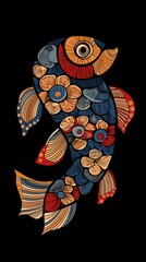 Poster - Vibrant fortune fish design artistic creation digital artwork colorful style close-up view hyperrealistic detail