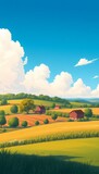 Nature and Farm Landscape Illustration Set