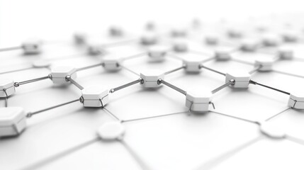 Aufkleber - Abstract 3D render of a hexagonal network structure with interconnected nodes. Ideal for visualizing technology, connectivity, or data flow in presentations or website backgrounds.
