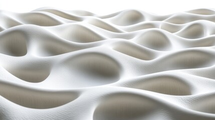 Poster - Smooth undulating white landscape. Ideal for abstract backgrounds, futuristic designs, or showcasing textures.