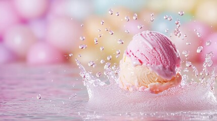 Wall Mural - Two-scoop ice cream splash.