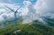 © typepng - On a bright and sunny day, an aerial photograph captures a wind farm atop a hill in New South Wales, Australia
