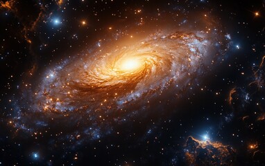 Wall Mural - Vibrant Galaxy in Deep Space with Swirling Stars and Luminous Core