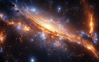 Wall Mural - vibrant galaxy in deep space with swirling stars and luminous core
