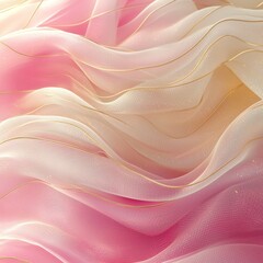 Aufkleber - Delicate lines of gold and white weave through background of gentle blush pink and ivory creating serene and modern atmosphere evokes elegance and tranquility.
