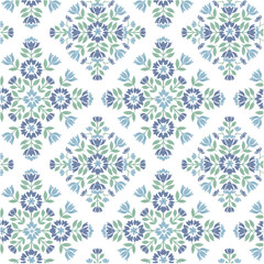 Wall Mural - Boho Floral repeat pattern, Floral Block print , Flower damask, floral vector file, Floral ogee pattern, damask pattern, medallion