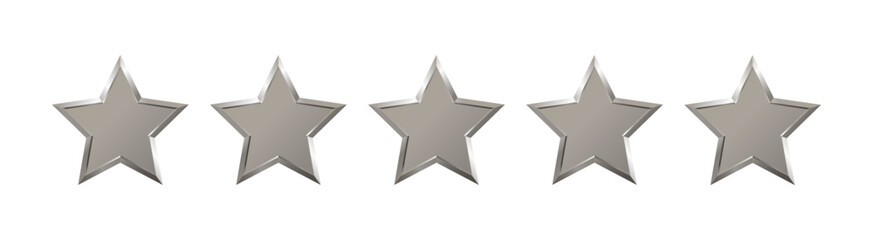 Wall Mural - low zero level 0 out of 5 realistic grey, silver star with metallic effect. five colorless elements 