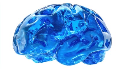 Aufkleber - A translucent blue brain model made of glass or plastic. Ideal for educational or artistic purposes visualizing neural networks and the complexity of the human mind.