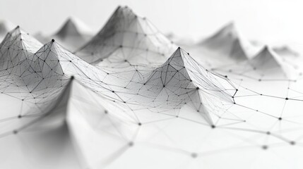 Aufkleber - Abstract 3D landscape of interconnected peaks. Ideal for visualizing data, technology, or complex systems.
