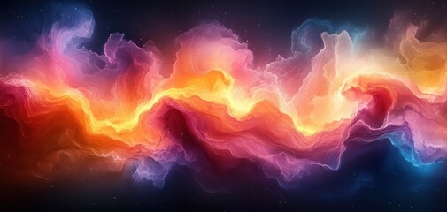 Poster - Abstract Gradient Background Color Wave Soft Glow Vibrant Blue Pink Yellow Design