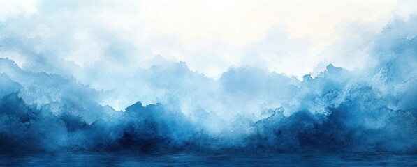 Poster - Blue Gradient Background Texture Soft Blurred Watercolor Effect Abstract Design
