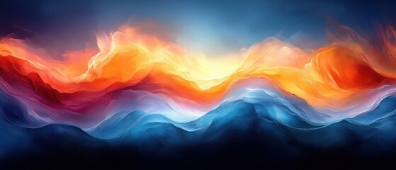 Aufkleber - Abstract Gradient Waves in Blue Orange and Red Vibrant Background for Poster and Banner Design