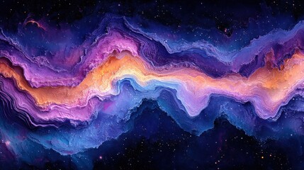 Wall Mural - vibrant cosmic nebula with swirling colors and starlight depth in abstract expressionism style