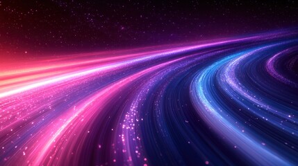 Aufkleber - Light Trails of Data Flow in Technology and Computing Networks with Purple and Silver Abstract Motion