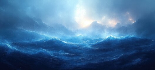 Aufkleber - Abstract Blue Gradient Background with Soft Lighting and Noise Texture for Design