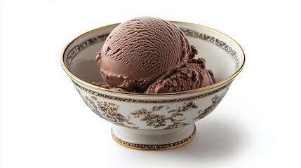 Wall Mural - Chocolate ice cream scoop in ornate bowl.