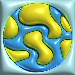Aufkleber - Abstract image with smooth, wavy shapes with a glossy effect, sense of three-dimensionality and iridescence, 3D rendering illustration