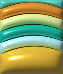 Aufkleber - Yellow and green waves with shiny smooth surface, 3D rendering illustration