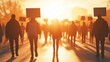 © AmStock - Urban Protest at Sunset with Inclusive Imagery