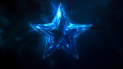 Wall Mural - bright blue star on dark background. candescent. illustration