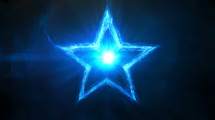 Wall Mural - bright blue star on dark background. candescent. illustration