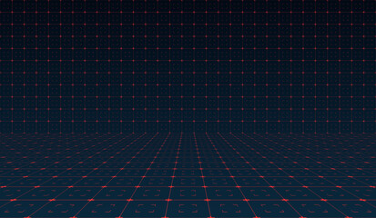 Leinwandbilder - Futuristic virtual technology HUD grid with sleek design. Sci fi FUI GUI backdrop showcasing advanced AI integration. Hi tech digital theme for spaceship inspired interfaces and modern layouts