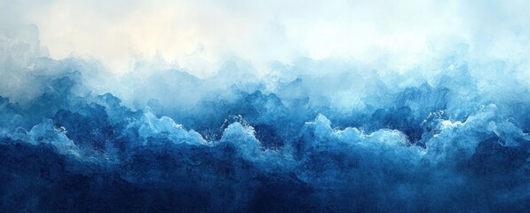 Poster - Blue Gradient Background Texture Abstract Smooth Light Dark Blurred Watercolor Design